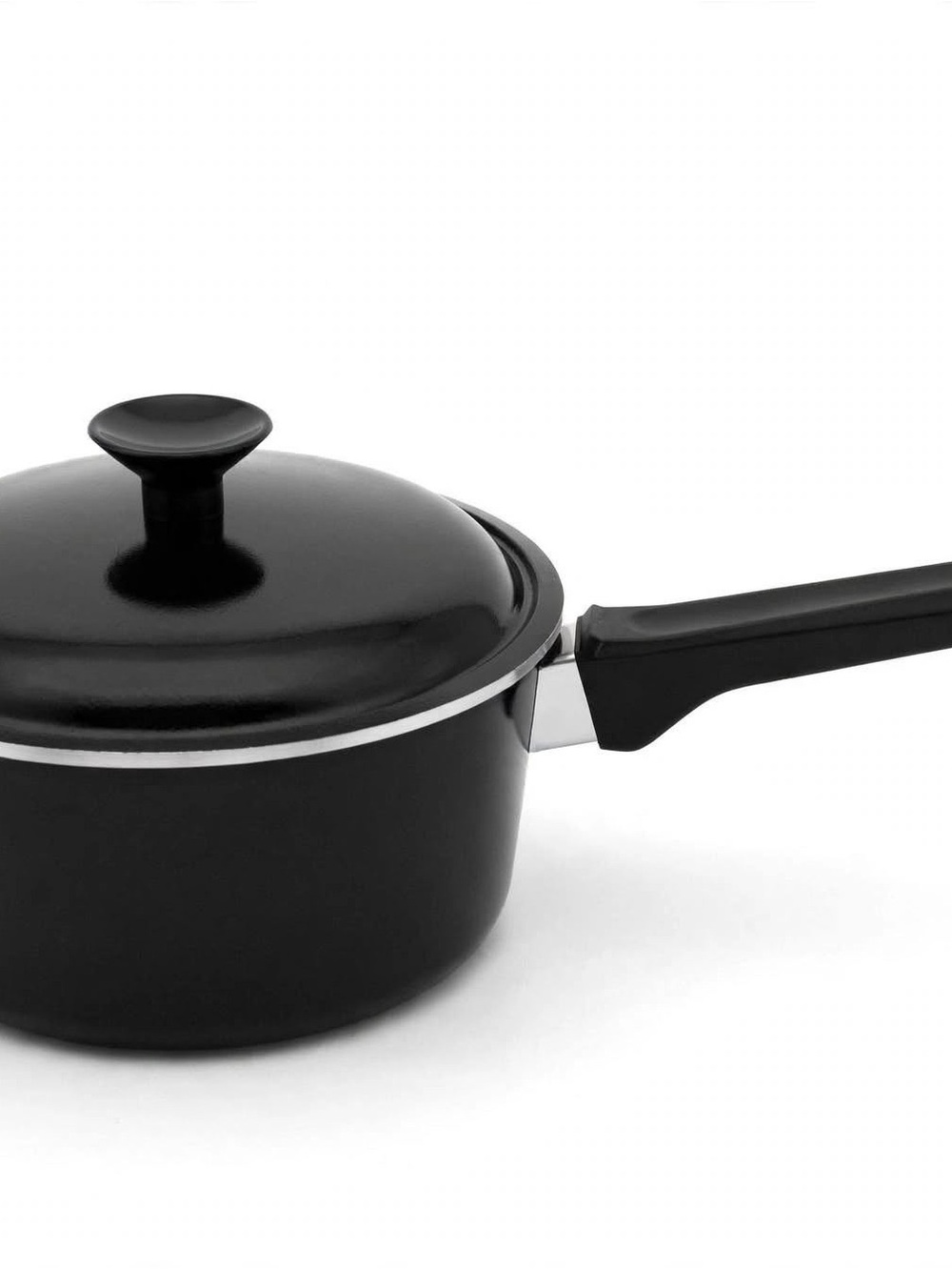Club Black Nonstick Saucepan with Lid and Long Handle